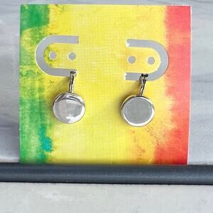 Silver Tone Disc Dangle Drop Earrings Minimalist Boho Chic